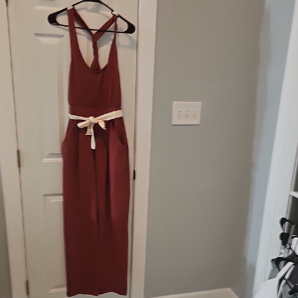 FREE PEOPLE Chic Sleeveless Jumpsuit with Cream Tie - Picture 1 of 5